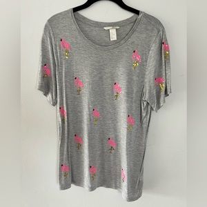 SEQUIN FLAMINGO T SHIRT
